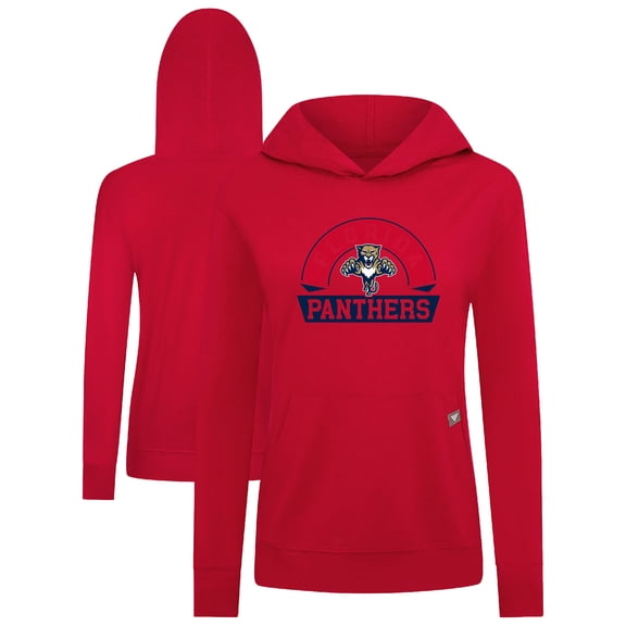 Women's Levelwear Red Florida Panthers Relay Banner Arch Pullover Hoodie