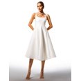 thumbnail image 2 of Vestido de verano Tsukko A Line Swing sin mangas con cuello cuadrado blanco, 2 of 5