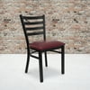 Flash Furniture 2 Pack HERCULES Series Black Ladder Back Metal Restaurant Chair - Burgundy Vinyl Seat
