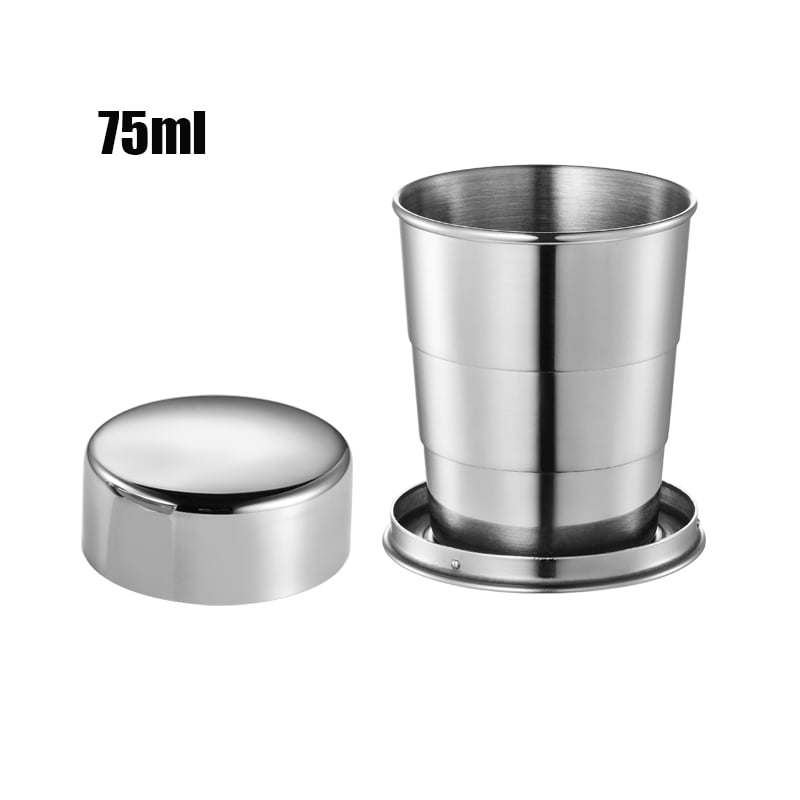 1X Stainless Steel Portable Outdoor Travel Folding Collapsible Cup Mug Survival