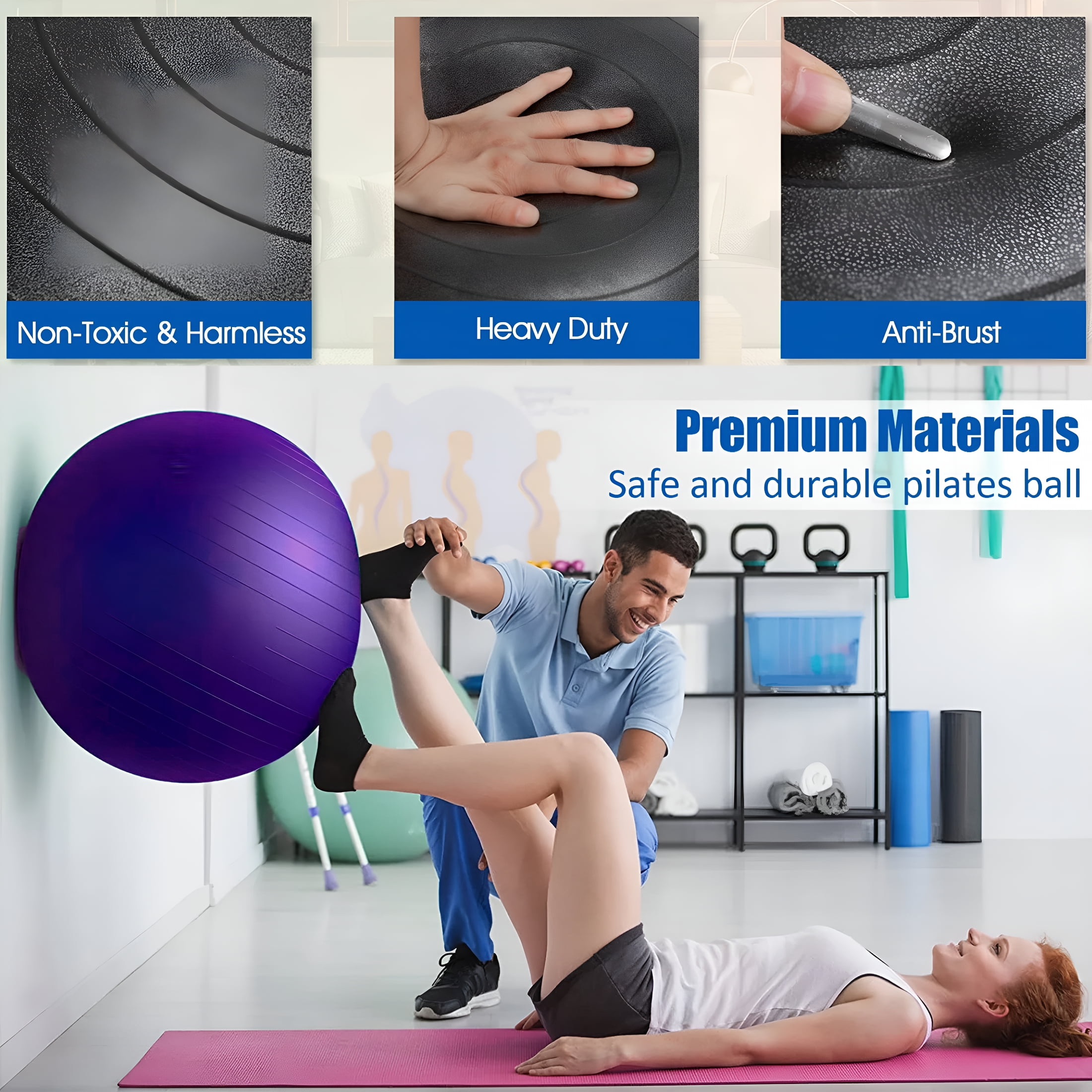 BESTSKY 2026 New 75Cm Antiburst Inflatable Exercise Ball for Yoga for Fitness, Home Workouts, Stretching, Pilates, Core Exercises.