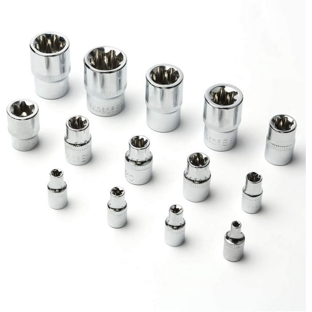 Set of 14 Etype starshaped Torx sockets I Ratchet set I Sockets Set