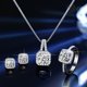 thumbnail image 1 of Conjunto de tres piezas de anillo, pendiente, collar y bolsa cuadrada de moissanita en plata de ley S925 para mujer, 1 of 5