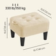 thumbnail image 6 of LEDREM Small Ottoman Foot Stool with Thick Cushion, Footrest with Sturdy Angled Legs for Living Room, Bedroom, Entryway, Sand and Black, 6 of 7