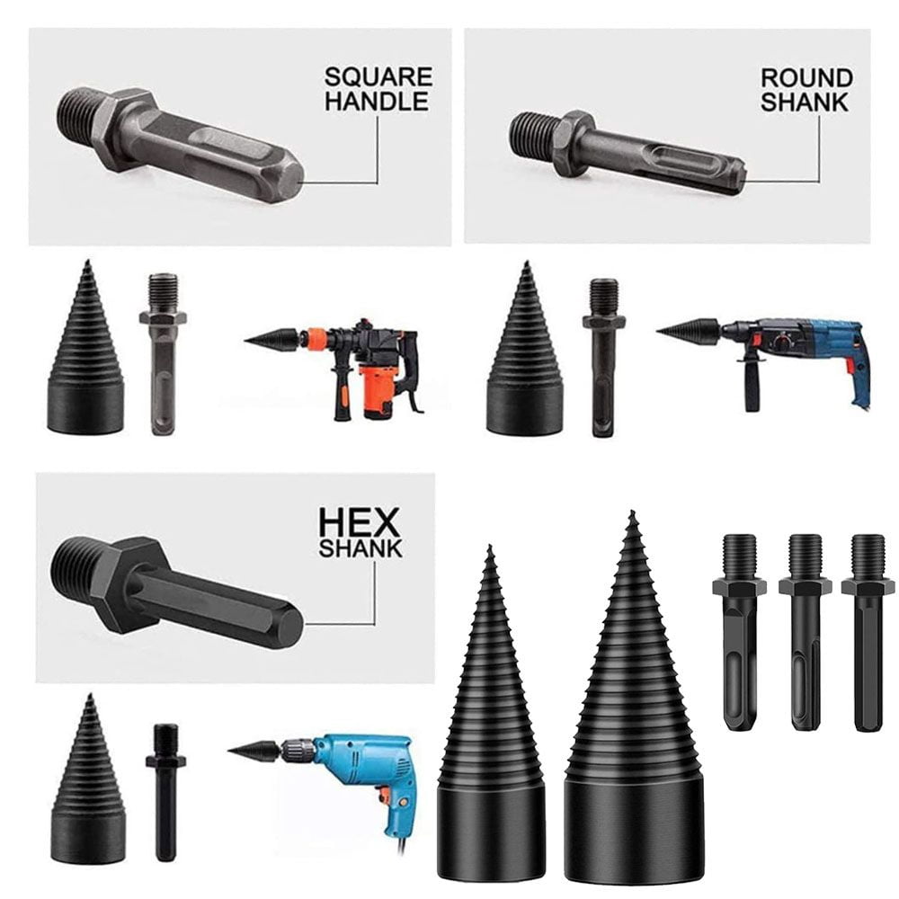 VIVIHEYDAY Firewood Drill Bit 32mm+42mm Wood Splitting Drill Bit Set Woodworking Tool High Speed Steel