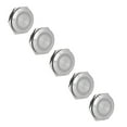 thumbnail image 1 of Bouton Poussoir Momentané, Acier Inoxydable Étanche Réinitialisation Automatique avec LED pour Voiture Camion Navire, 5 Pcs 25mm, 1 of 7
