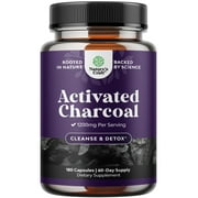 Natures Craft 1200mg Activated Charcoal Capsules, Detox & Bloating Relief Supplement, 180 Capsules