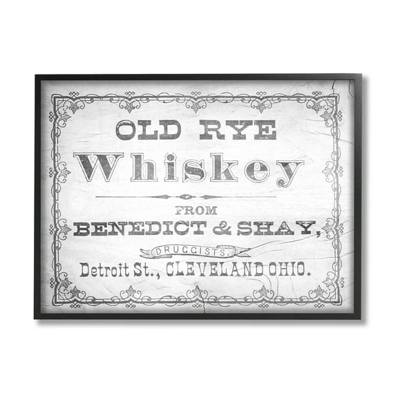 Stupell Industries Vintage Old Rye Whiskey Graphic Art Black Framed Art Print Wall Art, Design by Lil' Rue