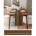 thumbnail image 6 of Colorful Stripes Burlap Cotton Table Runner 13x72 Inches Long, Boho Minimalist Geometric Mexico Farmhouse Table Runners, Outdoor Dining Tablecloths Decor for Baby Shower/Party/Wedding, 6 of 6