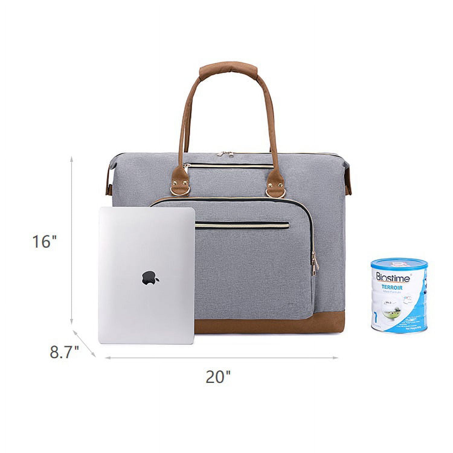 Travel Tote Diaper Bag Extra Large Capacity Portable Multifunctional Waterproof Handbag with Insulated Pockets, Grey
