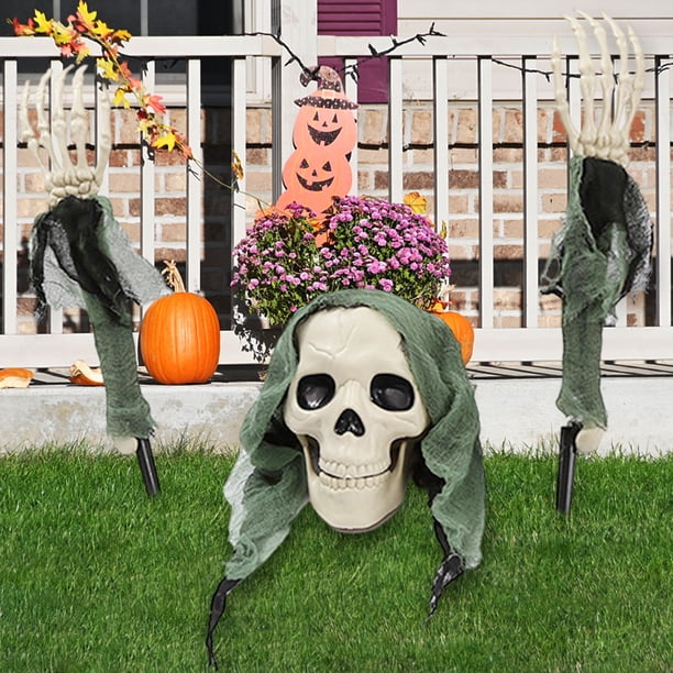 Fantasma trepador de Halloween, juego realista de 3 estacas de esqueleto aterradores, suministros para fiestas