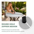 thumbnail image 4 of Round Outdoor Tablecloth with Umbrella Hole and Zipper, Farmhouse Grey Tablecloth with Elastic Waterproof, Farmhouse Gray Line Striped Patio Table Covers for 31" - 35" Picnic Pool Tables, 4 of 9
