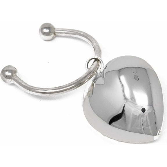 Silver Puffed Heart Horseshoe Screwball Keychain with Single-Side Easy-Open Key Holder 