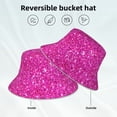 thumbnail image 5 of Kll Rose Red Glitter Bucket Hat For Women Men Packable Travel Beach Sun Hat Outdoor Rave Accessories Reflective Fisherman Cap, 5 of 9