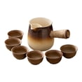 thumbnail image 2 of Tetera y tazas de cerámica de 500ml, Infusor de té, tetera de hojas de té sueltas y florecientes con mango antiescaldaduras, tetera para Hotel y hogar Marrón Macarena Tetera, 2 of 8