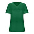 thumbnail image 3 of Cotton Tops Summer Womens Plus Size Tshirts Casual Short Sleeve V Neck T Shirt 1X-5X Loose Fit Tunic Blouse (L, Green), 3 of 5