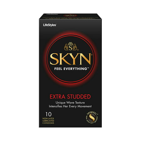Skyn Extra Studded Condoms, 6.8 Ounce, Wave design texture with intensely raised studs on the most sensitive areas, to maximize stimulation and pleasure By (Best Most Protective Condom)