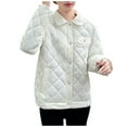 thumbnail image 6 of Maqroz Women's Winter Quilted Jackets Thick Down Coats Long Sleeve Button Down Parka Jacket Lapel Collar Zip Up Warm Barn Coats with Pockets Outerwear, White L, 6 of 8