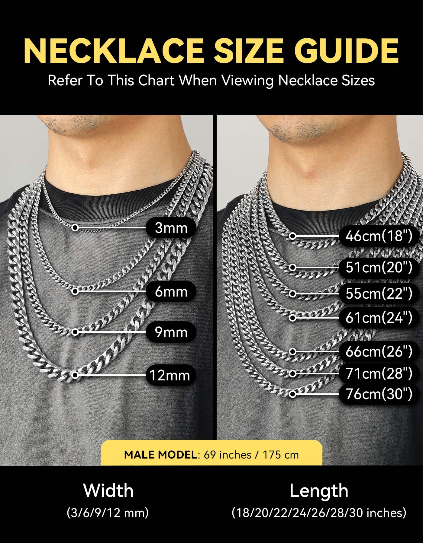ChainsHouse Silver Cuban Link Chain Necklace for Men Women Stainless Steel 6mm Chunky Chains Choker Necklaces Mens Jewelry Gift, 30 Inches