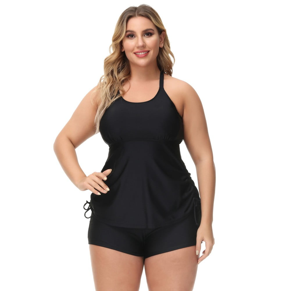 Hanna Nikole Tankini Swimsuits for Women Tummy Control Plus Size Bathing Suit 2 Piece Swimwear 