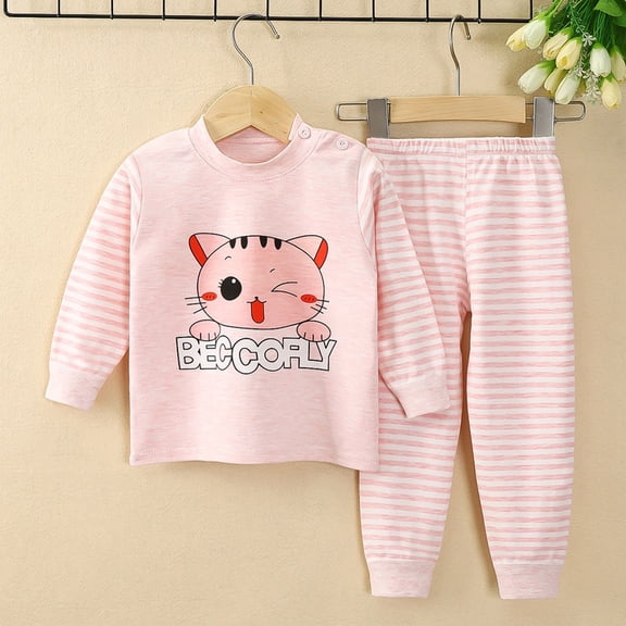 SONGGE Toddler Outfit Sets Children O-Neck Long Sleeve T-Shirts Pants For Boys Girls Comfortable Autumn Winter Spring Leisure Home Wear Cartoon Cartoon Birthday Clothes Sets