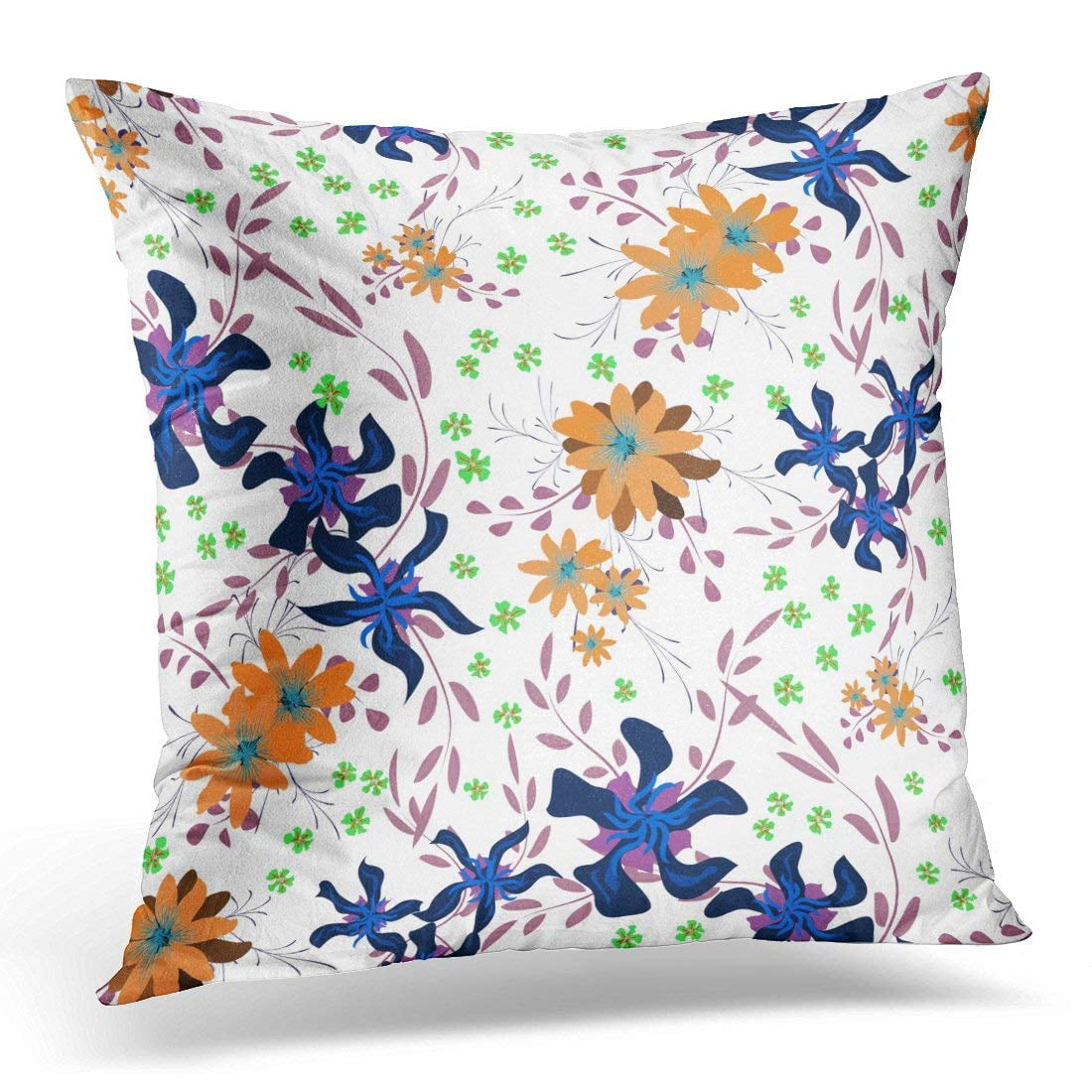 Faith Based Clothing & Pillows Beautiful Blue Floral Flower Pattern Case Throw Pillow 18x18 Multicolor 