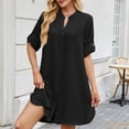 thumbnail image 2 of OSOLU Women Spring/summer Solid Color Loose Shirt Dress Mid Sleeve Button Dress Birthday Sundress Dresses For Women 2025 Elegant Classy, 2 of 5