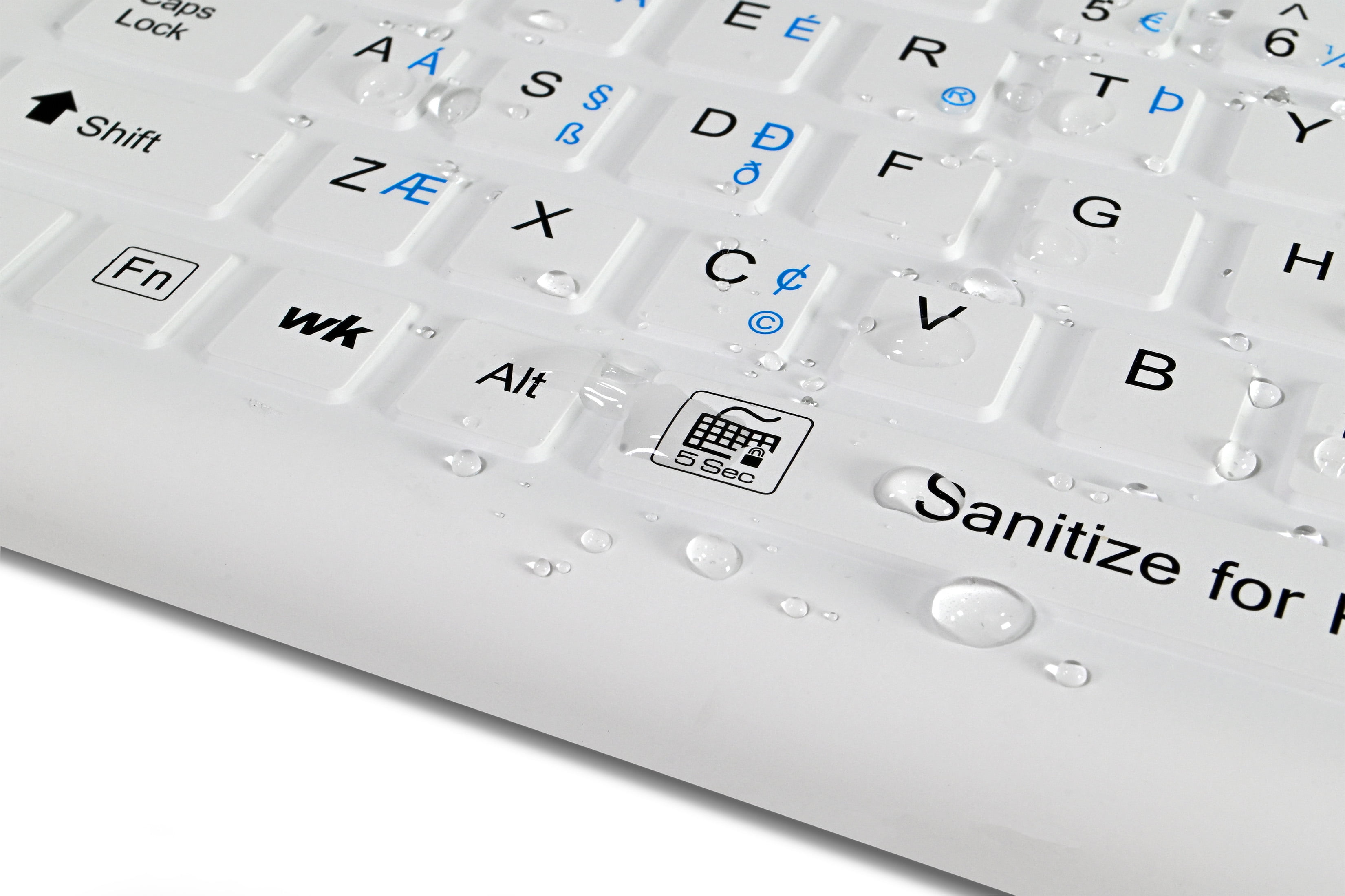SaniType 'Blue Connect' Professional-grade Rigid Silicone Washable Wireless Bluetooth®; Keyboard with ON/OFF Switch (BT) (White) | KBSTRBT99Si-W