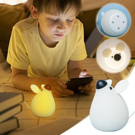 

Yedhsi Night Lights Mouse Light Emotional Nightlight Cute New Year Gift Cartoon Silicone Lamp USB Charging Desktop LED Cartoon Mouse Table Lamp