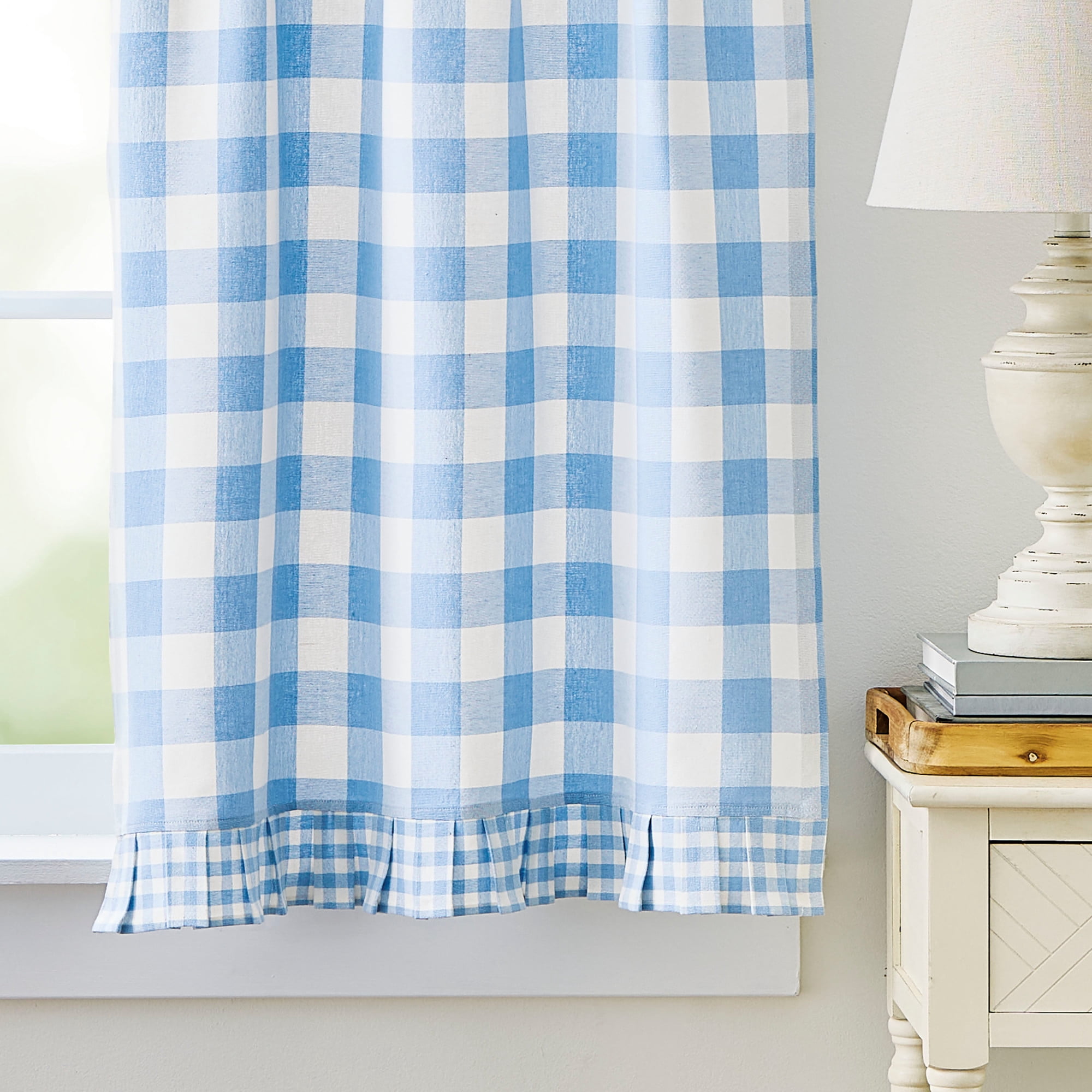 Curtainworks Buffalo Plaid Valance Blue, 1 Piece, Indoor, Pole Top, 58" x 14", Adult