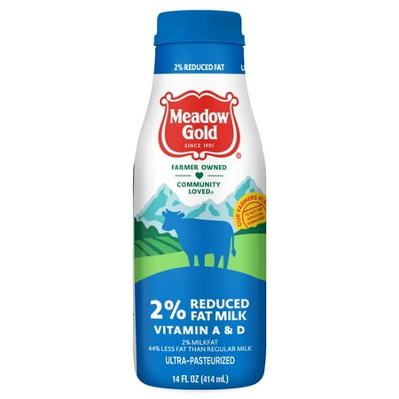 Meadow Gold Ultra-Pasteurized 2% Reduced Fat Milk 14 Fl Oz