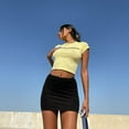 thumbnail image 4 of Douhoow Women Mini Skirts High Waist Black Pencil Skirts Summer Short Skirts, 4 of 9