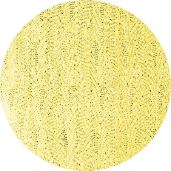 Ahgly Company Machine Washable Indoor Round Solid Yellow Modern Area Rugs, 7' Round