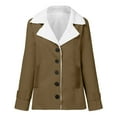 thumbnail image 4 of Winter Warm Fleece Lined Jackets For Women Plain Color Jacket With Pockets Button Coats Outerwear, 4 of 6