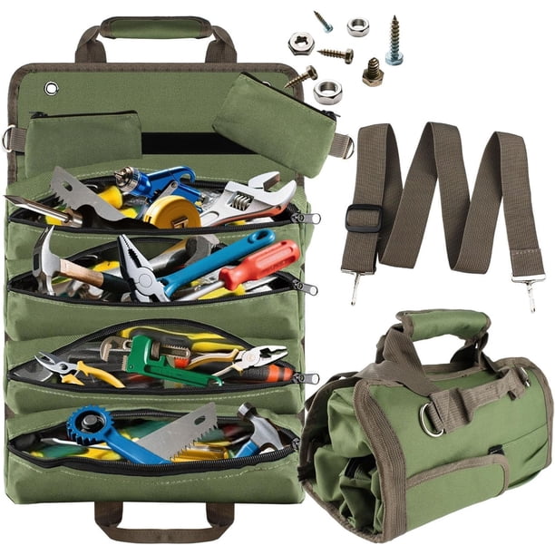 Bolsa Enrollable Para Herramientas, Caja De Herramientas Portátil Verde, Resistente Al Agua, para Mecánicos, Electricistas y Aficionados