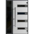 thumbnail image 3 of Front Exterior Prehung Steel Door / Ronex 0131 Black Enamel / Side Exterior Window Sidelite / Stainless Inserts Entry Metal Modern Painted W36+16" x H80" Left hand Inswing, 3 of 5
