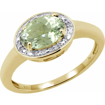 JewelersClub 1.30 Carat Green Amethyst Gemstone and Accent White Diamond Ring