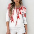 thumbnail image 6 of WTOBBY Women's Vintage Halloween Print V-Neck 3/4 Sleeve Casual Top Loose Fit Blouse Tee for Fall Festivities and Daily Fashion Wear,Wine 5XL, 6 of 7