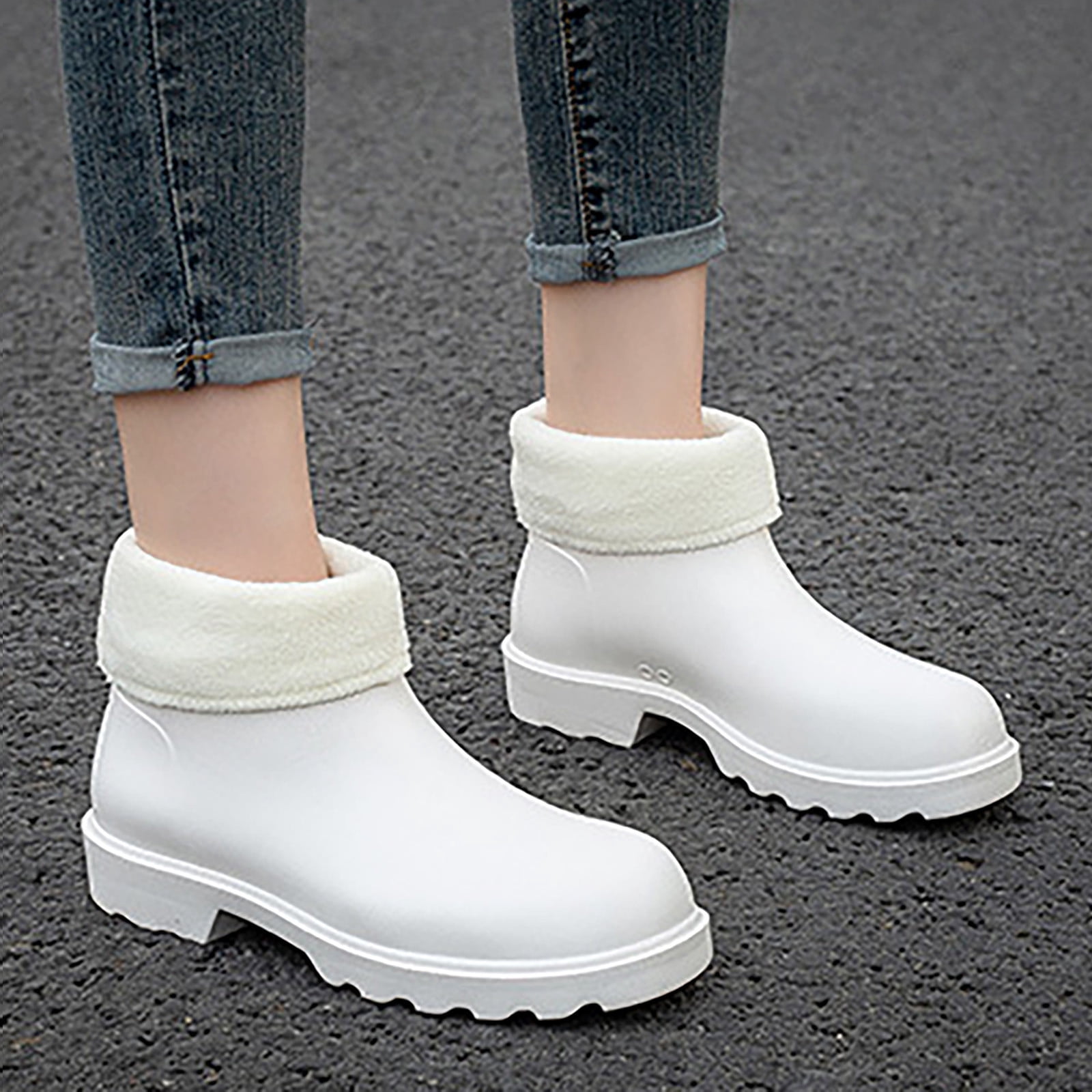 EHQJNJ Rain Boots for Women Wide Calf 2024 New Korean Edition Anti and Durable Detachable Plush Eva Light Sole Rainshoes and Rainboots Tall Rain Boots for Women Rain Boots Women Tall