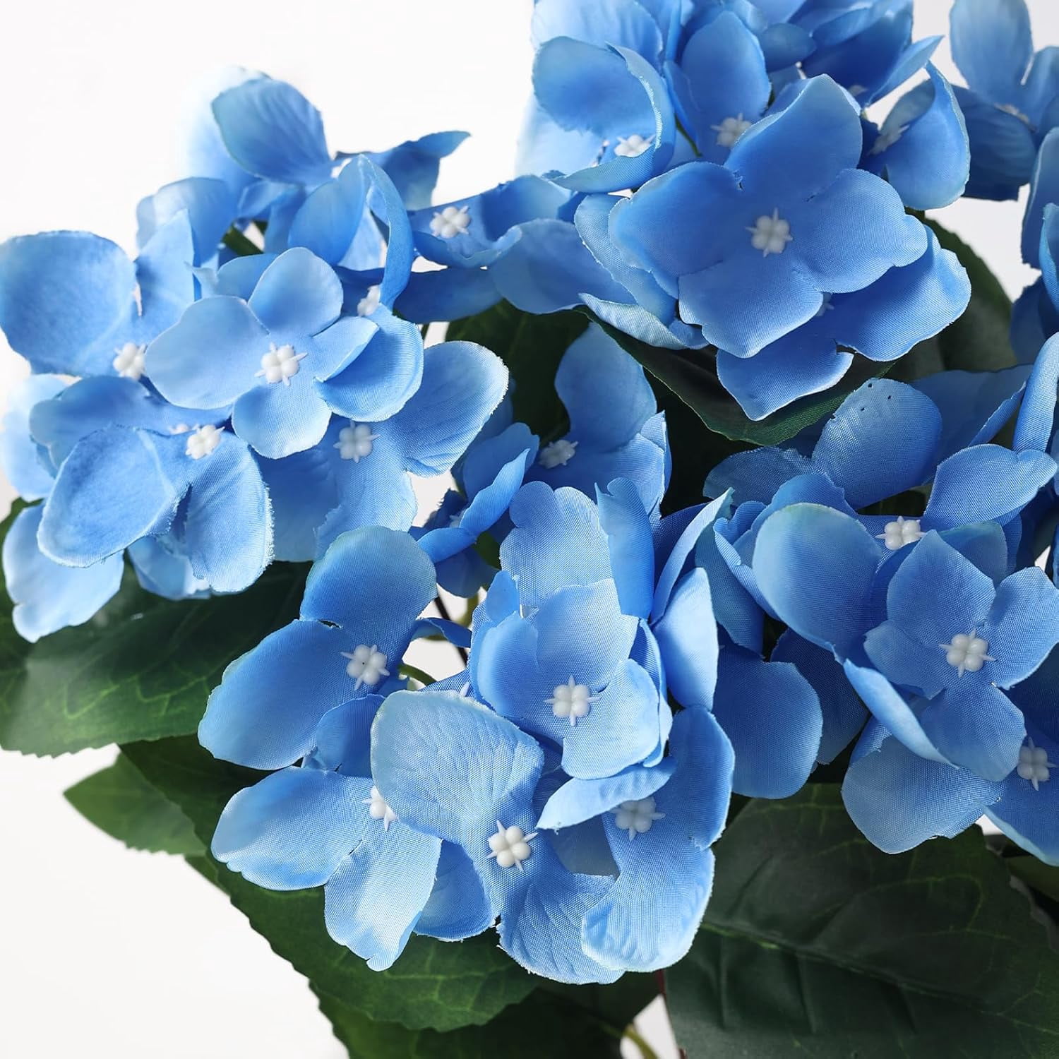 8 Bundles Artificial Hydrangea Flowers for Outdoor Decor, Realistic Faux Silk Bouquets Sun-Resistant Fake Plants for Front Door Balcony Farmhouse Garden Home Spring Summer Decor (Blue)
