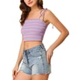 thumbnail image 5 of INSPIRE CHIC Women's Striped Tie Spaghetti Straps Summer Cami Tube Tops XL Multicolor Lavender, 5 of 7