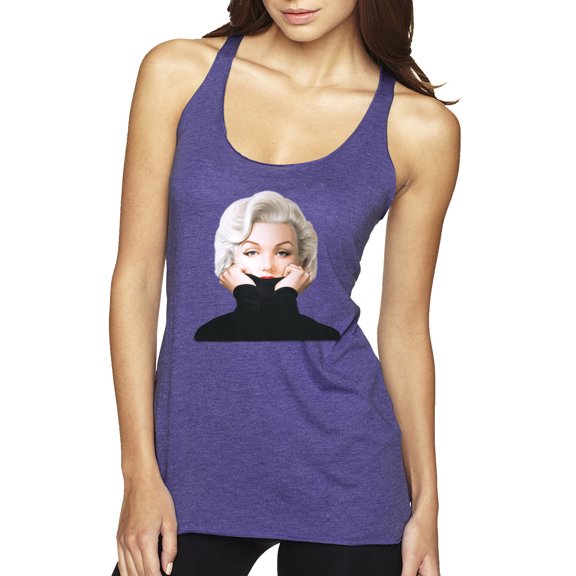 Wild Bobby, Hip Marilyn Monroe Portrait Classic Beauty Pose, Famous People, Women Tri-Blend Racerback Tank Top, Purple Rush, Medium