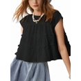 thumbnail image 2 of Peplum Tops for Women Crew-Neck Ruffled Bobydoll Tunic Tank Shirts Loose Fit Summer Outfits Black XL, 2 of 9