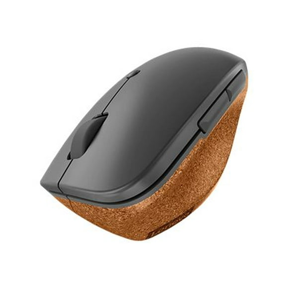 Lenovo Go - Mouse - ergonomic - right-handed - blue optical - 6 buttons - wireless - 2.4 GHz - USB wireless receiver - gray, cork - retail