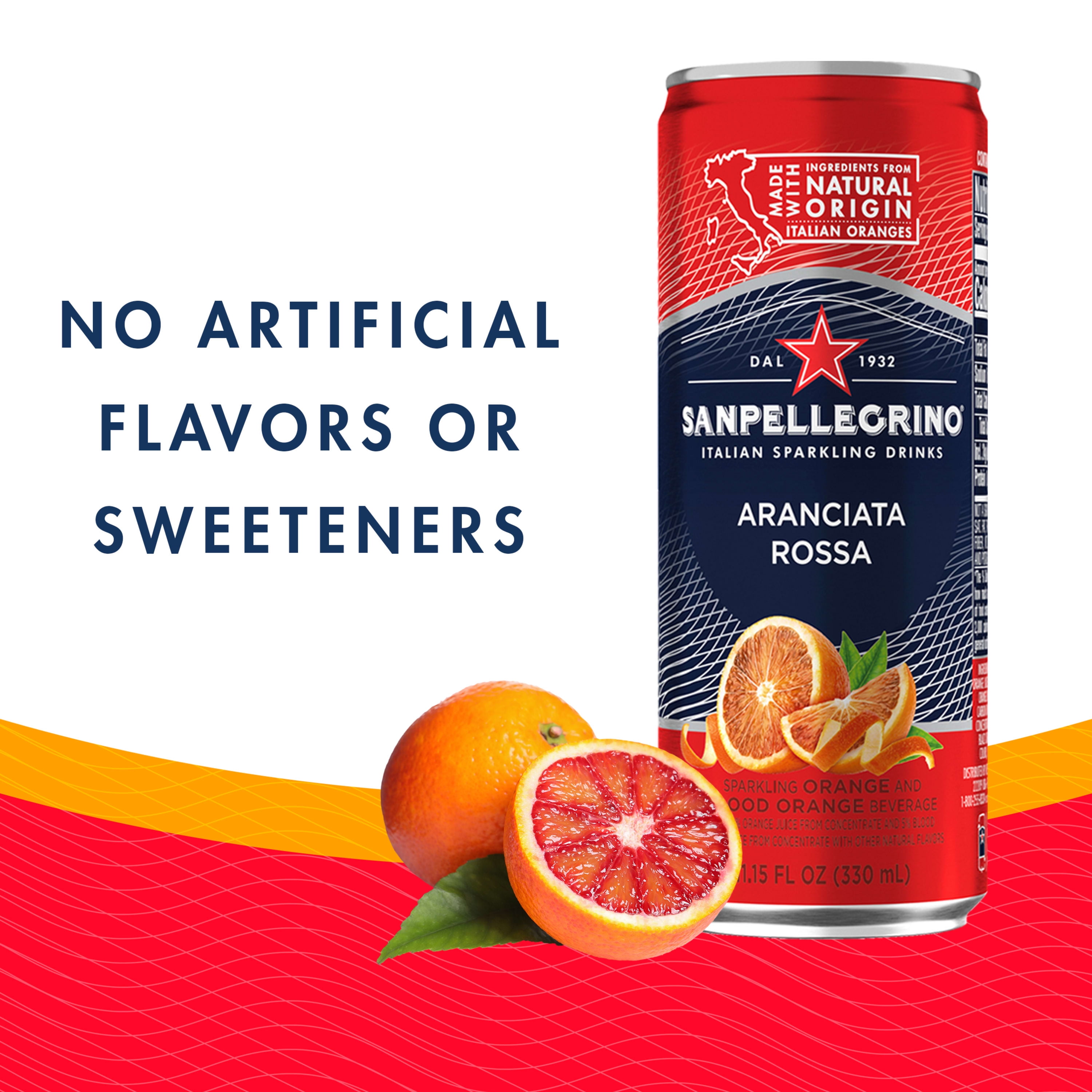Sanpellegrino Italian Sparkling Drink Aranciata Rossa, Sparkling Orange and Blood Orange Beverage, 6 Pack of Cans 66.9 fl oz