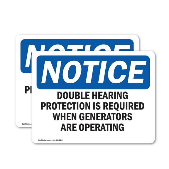 (2 Pack) Double Hearing Protection Required While OSHA Notice Sign
