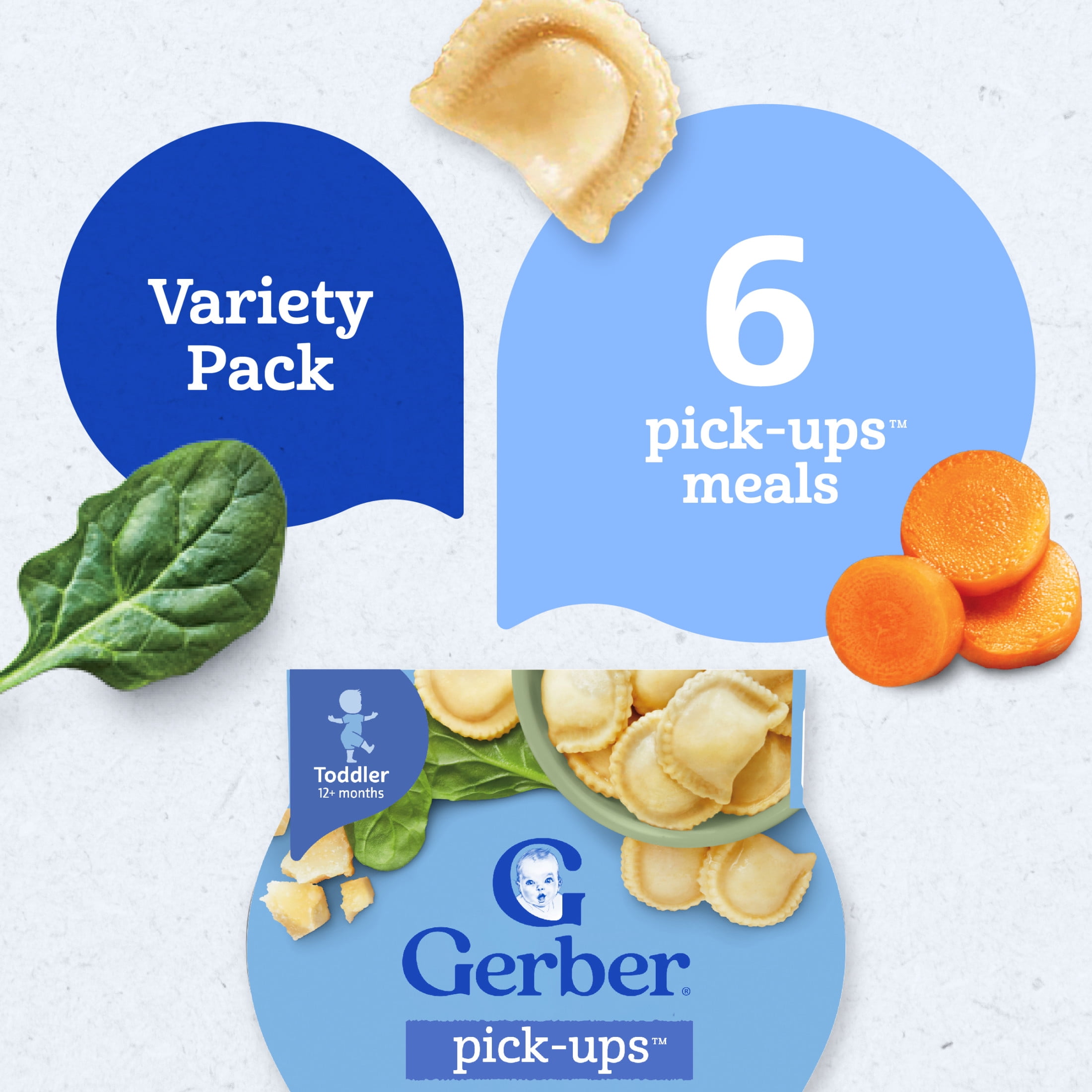 (2 pack) Gerber Toddler Food, Ravioli Multipack, Gerber Pick-Ups, Baby Led Feeding, Variety 6PK 2.25 lb.