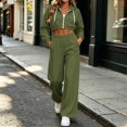 thumbnail image 6 of Brnmyaeo Sweatsuits for Women Long Sleeve Zip Up Crop Hooded Jacket Wide Leg Sweatpants Set 2026 Fall Fleece Lined 2 Piece Tracksuit Sets, 6 of 8