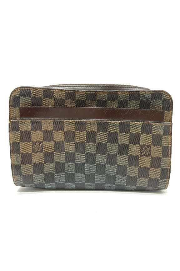 Pre-Owned Louis Vuitton N51993 Damier pouch bag with strap Cluch Bag Ebene Brown (Fair)