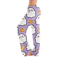 thumbnail image 2 of Womens Pj Pants Halloween Pumpkin & Ghost Print Wide Leg Lounge Sleepwear Drawstring, 2 of 6